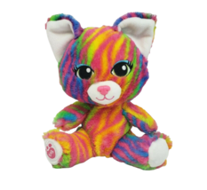 Build A Bear Buddies Smallfry Neon Rainbow Stripe Cat Stuffed Animal Plush Toy - £18.98 GBP