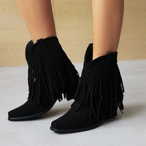 Flock Women&#39;s Ankle Boots Fashion Fringe High Heels Boots Ladies Platform Party  - £72.25 GBP