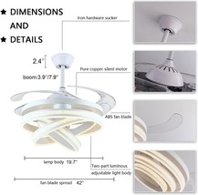 Modern Ceiling Fan with Light,42&#39;&#39; Smart Ceiling Fan with Remote Control... - $222.05