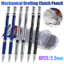 6Pcs 2.0Mm Mechanical Drafting Clutch Pencil +12 Refill Leads Sketching Drawing - £12.91 GBP