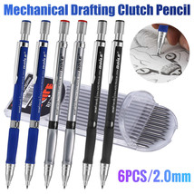 6Pcs 2.0Mm Mechanical Drafting Clutch Pencil +12 Refill Leads Sketching ... - $15.46