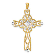 14K w/Rhodium Diamond-cut Beaded Trim Infinity Cross Pendant C4309 - £284.51 GBP