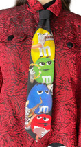 M &amp; M Chocolate Cartoon Characters Colorful Polyester Necktie Tie Vintage 2002 - £23.49 GBP