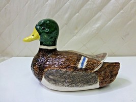 Ceramic Mallard Duck Decoy 1982 Signed AR 82 Hollow Vintage - $23.21