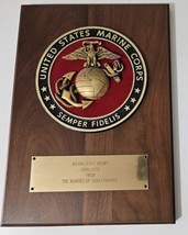 Vintage USMC Semper Fidelis Walnut Wall Plaque 14&quot; Named - $107.53