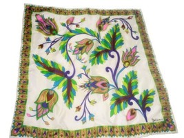 Vtg Galla Floral Hand Rolled Scarf Colorful 26 x 26 Boho Peasant Blended Fabric - £10.40 GBP