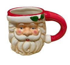 Santa Coffee Mug Christmas Cup Curly Hair and Beard Holly Stoned Sleepy ... - $197.21 MXN