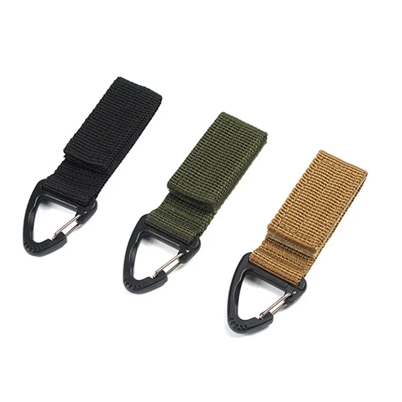 Outdoor Camping Hiking Nylon Ribbon Keychain Molle Tactical Knapsack Triangle - £9.32 GBP