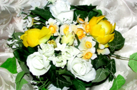 artificial  flower centerpieces  yellow/white roses w/styro base (flwrs 1) - $2.50