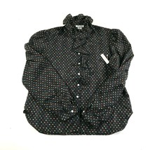 Vintage Evan Picone Hemd Damen 16 Schwarz Mehrfarbig Gepunktet Knöpfe - $39.59