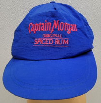 Vintage Captain Morgan Spiced Rum Blue Snapback Hat Cap Nylon Baseball Hat - $12.22