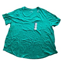 Terra &amp; Sky Green V Neck Semi Fitted Short Sleeve Round Hem T-shirt Womens 3X - £7.04 GBP