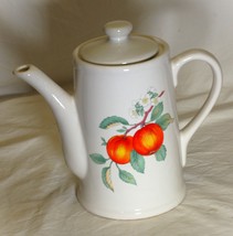 White Coffee Pot Carafe Apple Motif - $29.69