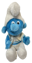 Vintage Wallace Berrie and Co Peyo Plush Smurf I Smurf You Shirt Blue White 11&quot; - £12.92 GBP