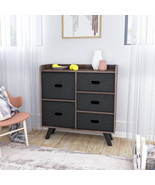 Dresser Organizer Cabinet with 5 Easy Pull Fabric Drawers, Sturdy MDF Frame - £97.72 GBP