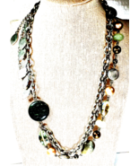 Vintage LIA SOPHIA 18&quot;  Asymmetrical  Beaded and Chain Necklace - $19.99