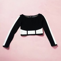 Bebe Waist Patchwork Cropped Sweater Top Womens Size XS - £32.76 GBP