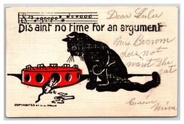 Comic Black Cat and Mouse Dis Ain&#39;t No Time For Argument Song UDB Postcard S3 - £3.93 GBP