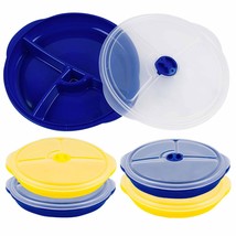 4 Pk Food Storage Plate 3-Section Container Healthy Portion Control Meal Prep - £30.89 GBP