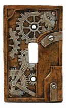 Steampunk Clockwork Gearwork Design Wall Light Switch Plate Gold Background - €12,84 EUR