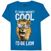 Gildan Boy's T Shirt If I Said I Wasn't Cool I Would Be Lion Size XXL (18) Blue - £7.09 GBP