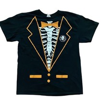 Halloween Skeleton Tuxedo Black T-Shirt Adult Large Cotton Gildan Costume - $13.00