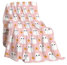 Halloween Pink Ghost Baby Blanket Soft Throw Plush Flannel 2023 Fleece Pumpkins - £26.59 GBP