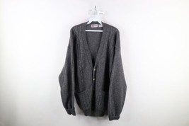 Vintage 90s Streetwear Mens Large Wool Chunky Cable Knit Cardigan Sweater Gray - £78.85 GBP