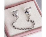 925 Sterling Silver Disney Heart of Mickey Safety Chain Charm  - $18.20