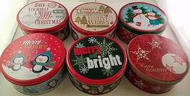 Christmas Holiday Round Cookie Tins Nesting Metal Gift Boxes Set A, Select: Them - £2.41 GBP