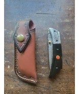 Damascus Steel C+ Logo Pocket Folding Knife 6 Inch Dark Wood Handle w/ S... - $48.66 CAD