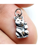 Cat Charm 925 Sterling Silver Luck Fortune Cat Maneki-Neko 3d Charm Jewe... - £16.69 GBP