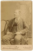 Circa 1880&#39;S Cabinet Card Distinguished Older Man Sitting In Chair Manchester Uk - £8.14 GBP