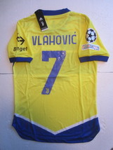 Dusan Vlahovic Juventus FC UCL Match Slim Yellow Third Soccer Jersey 2021-2022 - £71.77 GBP