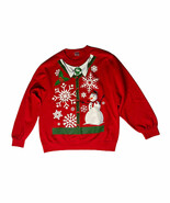 Vintage Mens Jerzees NuBlend Ugly Christmas Sweatshirt Snowman Shirt Tie... - $21.77