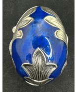 GUMPS Sterling Silver 925 Hinged Silver &amp; Enamel Easter Egg Trinket Box ... - $547.06 CAD