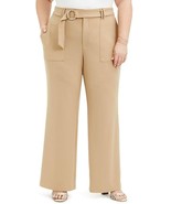 New INC Concepts Women&#39;s O-Ring Belt Wide Leg Beige Stretch Dress Pants ... - $39.99