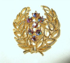 Vintage c1954 Lisner Pin Brooch Aurora Borealis Rhinestone Garland Signed - £24.86 GBP