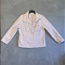 Chicos Size 2 Jean Jacket Size Medium Dusty Pink Full Zip Up Cotton - £15.33 GBP
