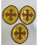 Vintage Lot 3 Cross Emblems Liturgical Applique Gold Brown 2.75 x 3.5 in - £15.56 GBP