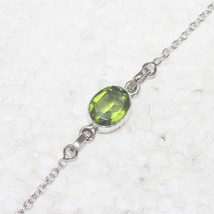 925 Sterling Silver Peridot Bracelet Handmade Gemstone Jewelry Gift For Women - £35.43 GBP