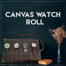  Watch Roll Travel Case Canvas Personalized Watch Holder with Closing Strap - £14.61 GBP