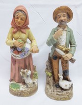 Vtg Homco 1417 Old Man Pipe Duck Woman Fruit Dog Figurines Bisque  Porce... - $20.00