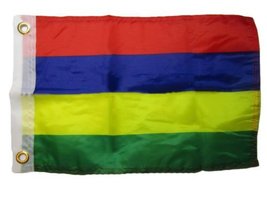 12x18 12&#39;&#39;x18&#39;&#39; Mauritius Country 100% Polyester Motorcycle Boat Flag Grommets B - £3.10 GBP