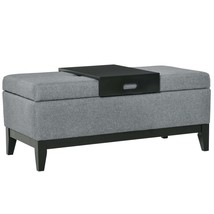 HOMCOM 42&quot; Gray Linen Storage Ottoman Bench Coffee Table w/ Tray - $331.91 CAD