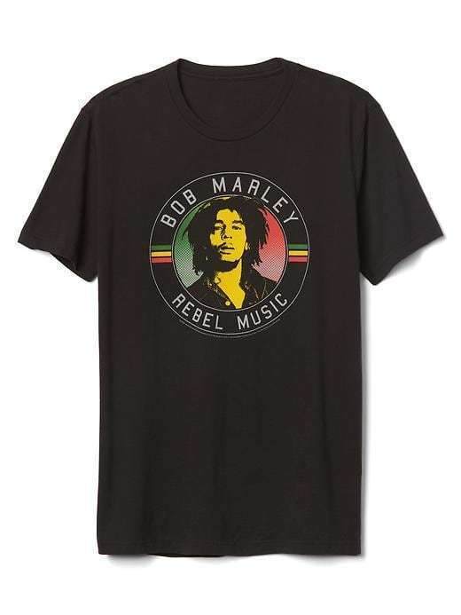 Gap Men T-shirt S Soft Black Graphic Bob Marley Crew Neck Short Sleeve Cotton - £16.03 GBP