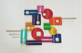 Colorful Geometric Modern Abstract Wall Sculpture - 38x24 - by Alisa - PO#5B - £157.26 GBP