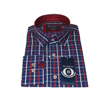 Men Oscar Banks Turkey Shirt All Egyptian Cotton Wrinkle less 5844-08 navy red image 7