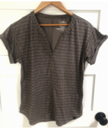 Nice LL Bean S Dark Brown  Streamside Geometric Print Stretchy Tee Top - $516.95 MXN