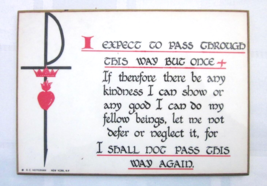 William Penn Quote Laminated Plaque Sword Crown Heart RC Heffernan NY 1970’s - £8.93 GBP